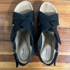 Clarks Leather Wedge Sandals - EUC & Comfortable!